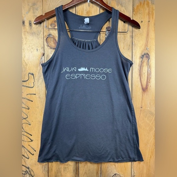 Java Moose Espresso Racerback Tank Top Gray Sleeveless Casual Activewear M - Picture 1 of 8